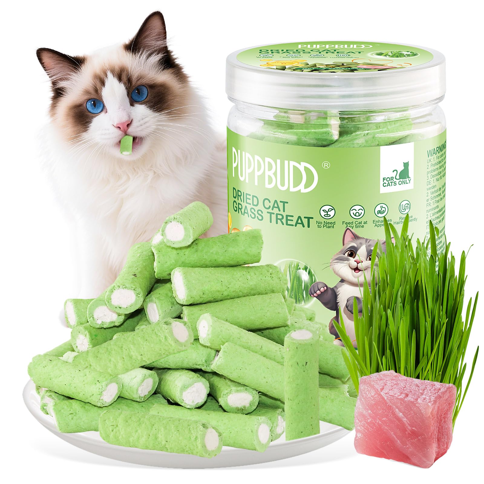 Katzengras Snacks und Gefriergetrocknete Katzenrationen für Zahnpflege, 100g Haarknäuel Entfernen