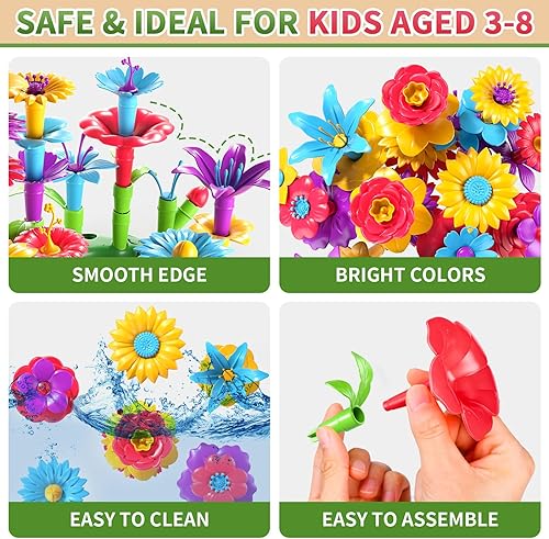 Miniatura 4 de Juguetes Garbo Star para niñas de 3, 4, 5, 6 años de edad, regalo de cumpleaños, juego de construcción de jardín de flores para niñas, niños