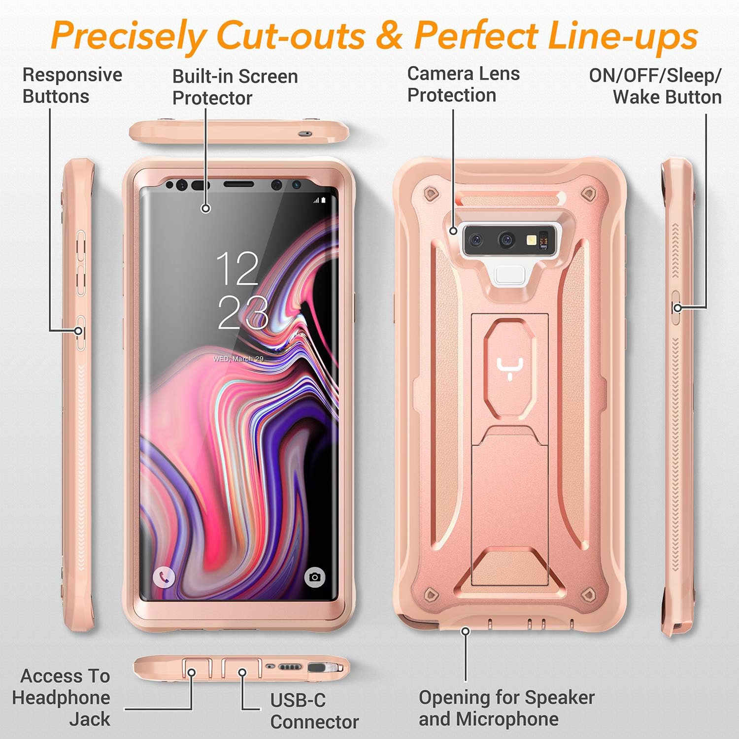 Review Product YOUMAKER Kickstand Case for Galaxy Note 9, Full Body with Built-in Screen Protector Heavy Duty Protection Shockproof Rugged Cover for Samsung Galaxy Note 9 6.4 Inch - Rose Gold/Pink One-Day Sale: Up to 70% Off YOUMAKER Kickstand Case for Galaxy Note 9, Full Body with Built-in Screen Protector Heavy Duty Protection Shockproof Rugged Cover for Samsung Galaxy Note 9 6.4 Inch - Rose Gold/Pink