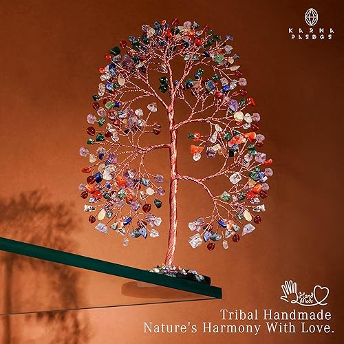 Miniatura 70 de Árbol de la vida de cristal curativo de 7 chakras, árboles bonsái hechos a mano para energía positiva, dinero y buena suerte, árbol para decoración