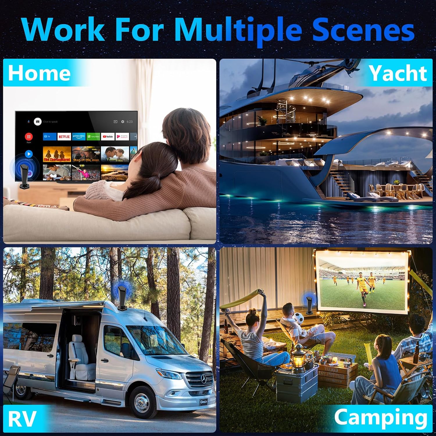 TV Antenna for Smart TV Indoor, Digital Antenna for Local Channels, Strong Magnetic Base, Easy Installation, 360° Long Range Reception, 4K 1080P, 8.5-ft Long Cable (Black)