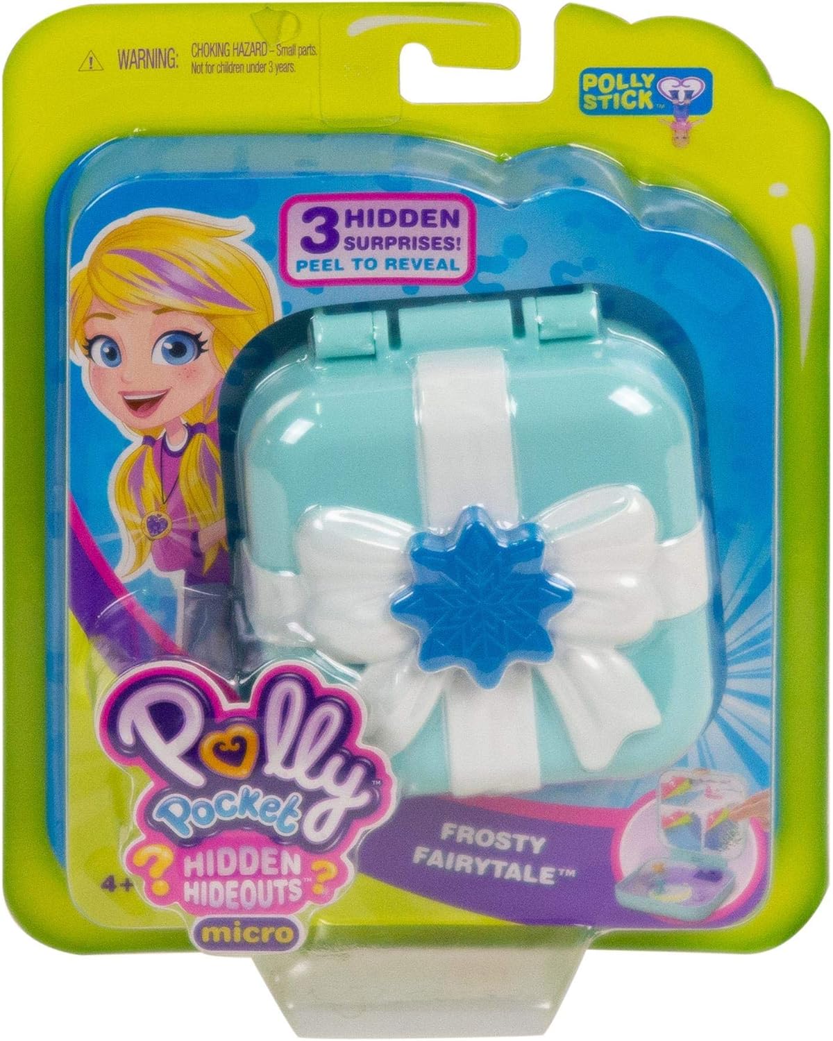 Polly Pocket Hidden Hideouts Frosty Fairytale Compact: 3 Hidden Hideouts, 3 Hidden Reveals, 3 Accessories, 1 Micro Polly Doll & Sticker Sheet