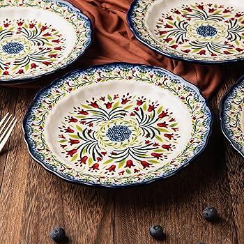 Amazon.co.jp: ONECCI セラミックサラダプレートセット、ブルーと