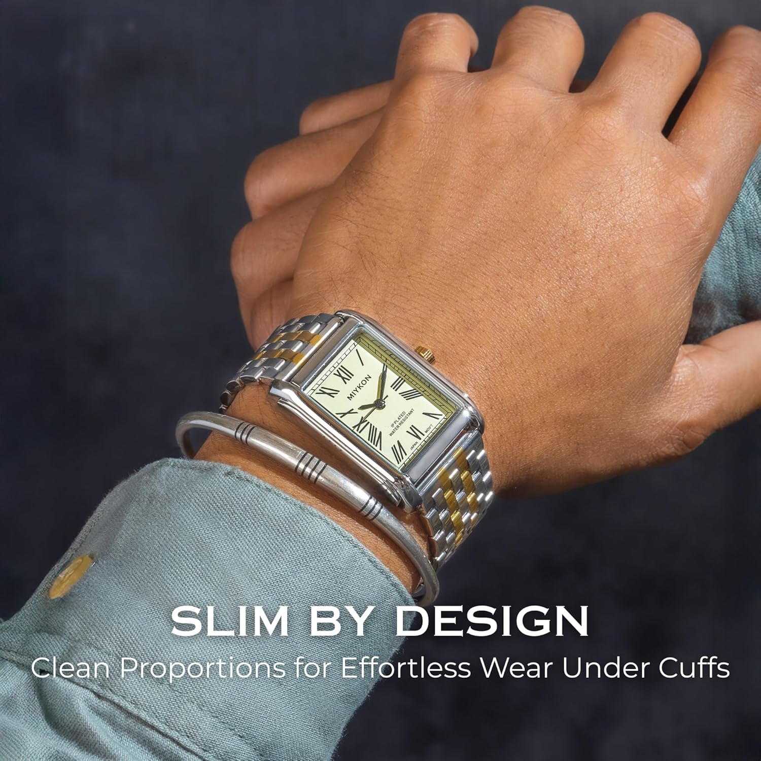 Miykon Vintage Dress Watches for Men – Square Tank Watch with Solid Stainless Steel Bracelet, Mens Dress Watches – Japanese Quartz, Waterproof to 100ft - Image 4