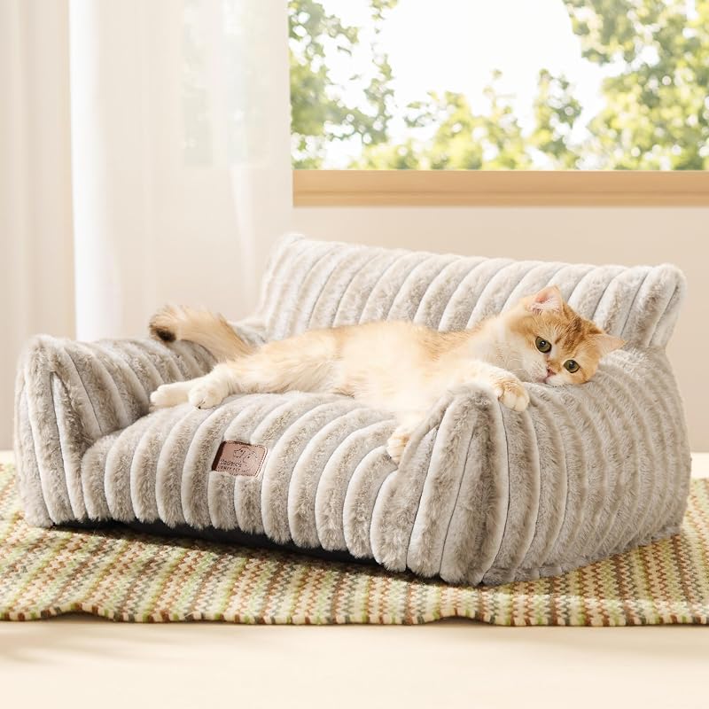 Sofá-cama para gatos e cães pequenos Bedsure ComfyFleece® em pelo sintético Amphora, 60,96 x 45,72 x 25,4 cm