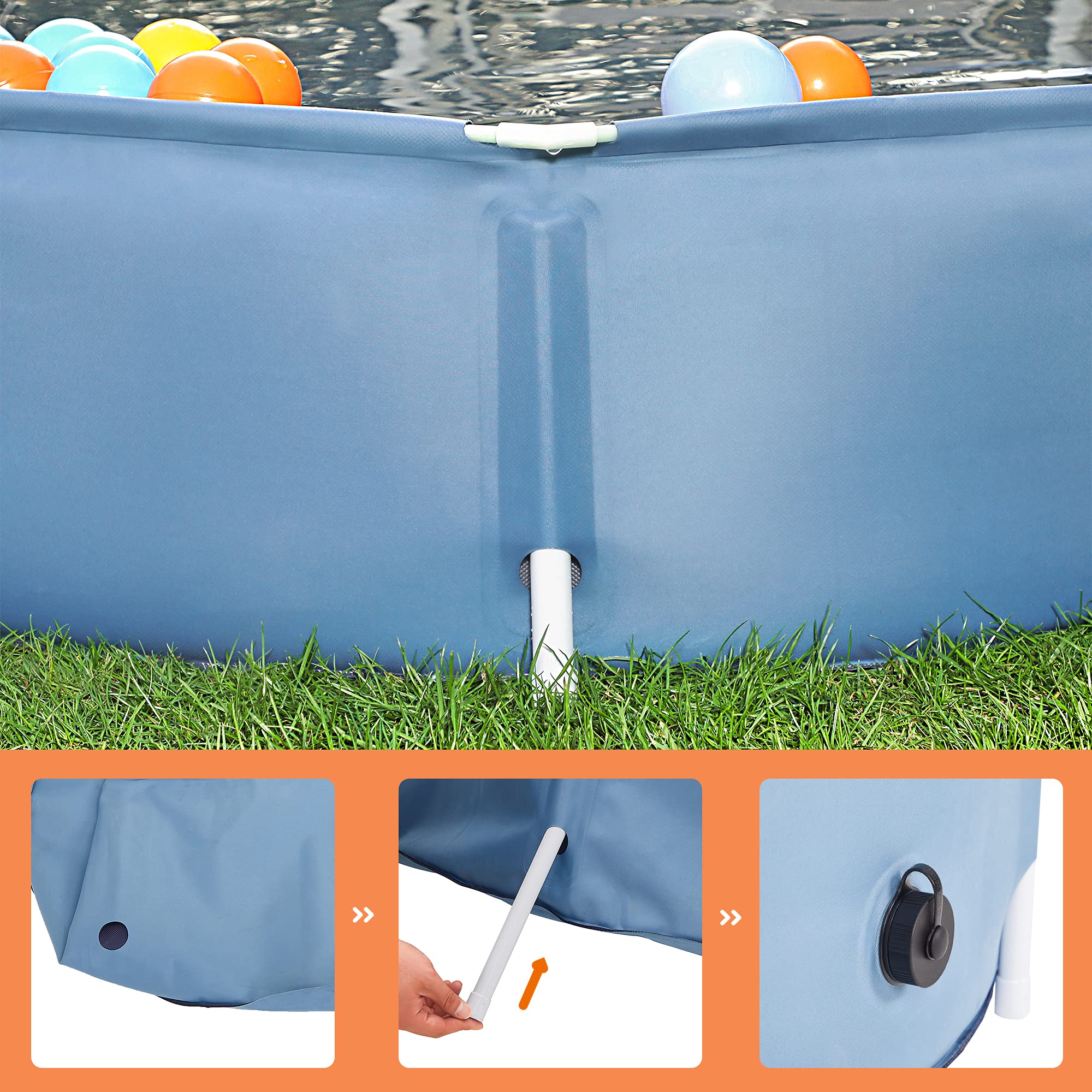 Feandrea Piscine pour Chien, Baignoire Animaux, Bassin Jeux, Bleu PDP003Q01