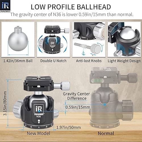 Vista 25 de Trípode de fibra de carbono INNOREL KT324C sin cabeza Trípode de viaje compacto portátil profesional para cámara digital DSLR Soporte de soporte