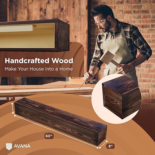 Miniatura 2 de Avana Rusticfireplace Mantel - Manteles montados para chimenea - Estante de chimenea de granja de 60 pulgadas - Repisas de chimenea de madera hechos