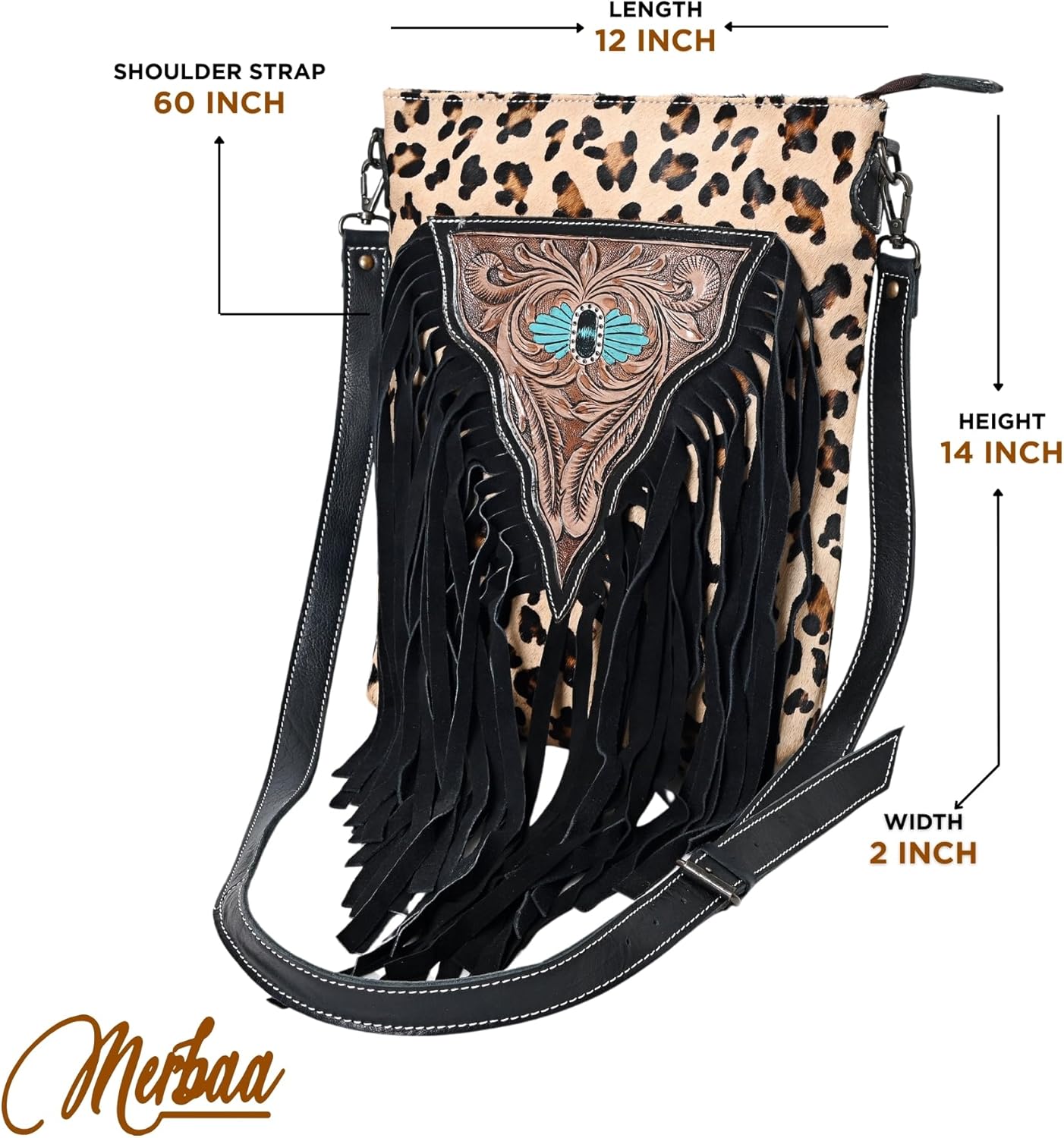 Merbaa Women Natural Cowhide Leather Hand Bag With Adjustable Detachable Strap Leather Massenger Handbag - Image 3
