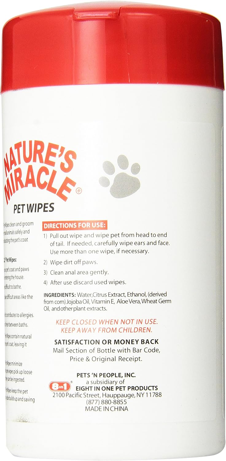 Nature's Miracle Dog, Cat, Small Animal Bath Wipes, 70-Count