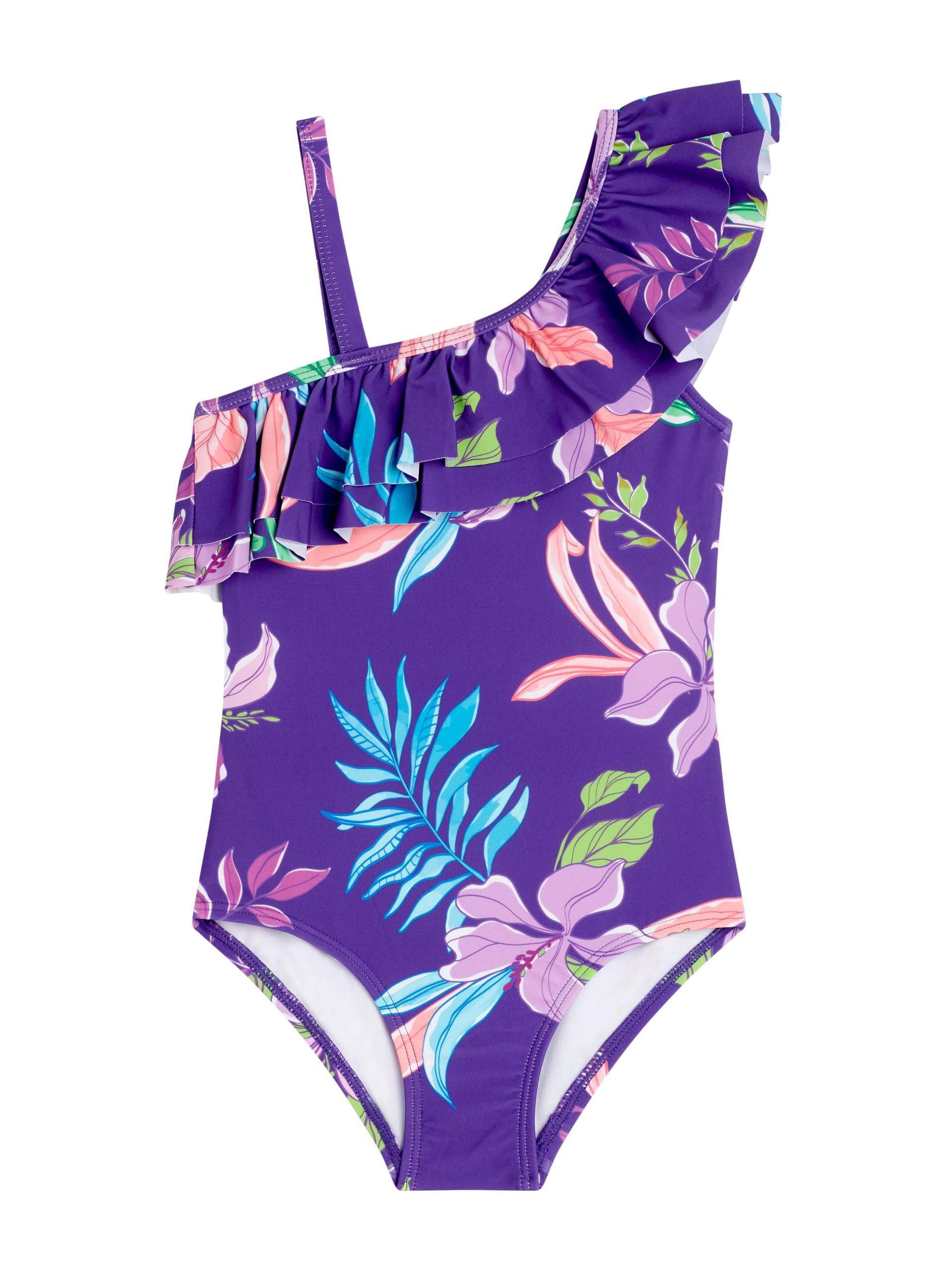 Kanu Surf Girls Morgan Floral Ruffle 1-Shoulder 1-Piece Swimsuit