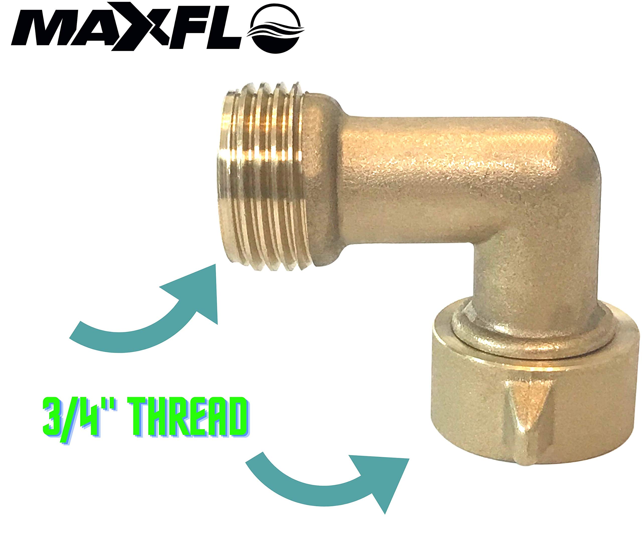 Buy MAXFLO Hose Adapter Garden Hose Elbow Connector 90 Degree Brass Hose Connector Elbow [2 Pack