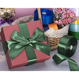 YASEO 1 1/2 Inch Dark Green Solid Satin Ribbon, 50 Yards Craft Fabric Ribbon for Gift Wrapping Floral Bouquets Wedding Party Decoration
