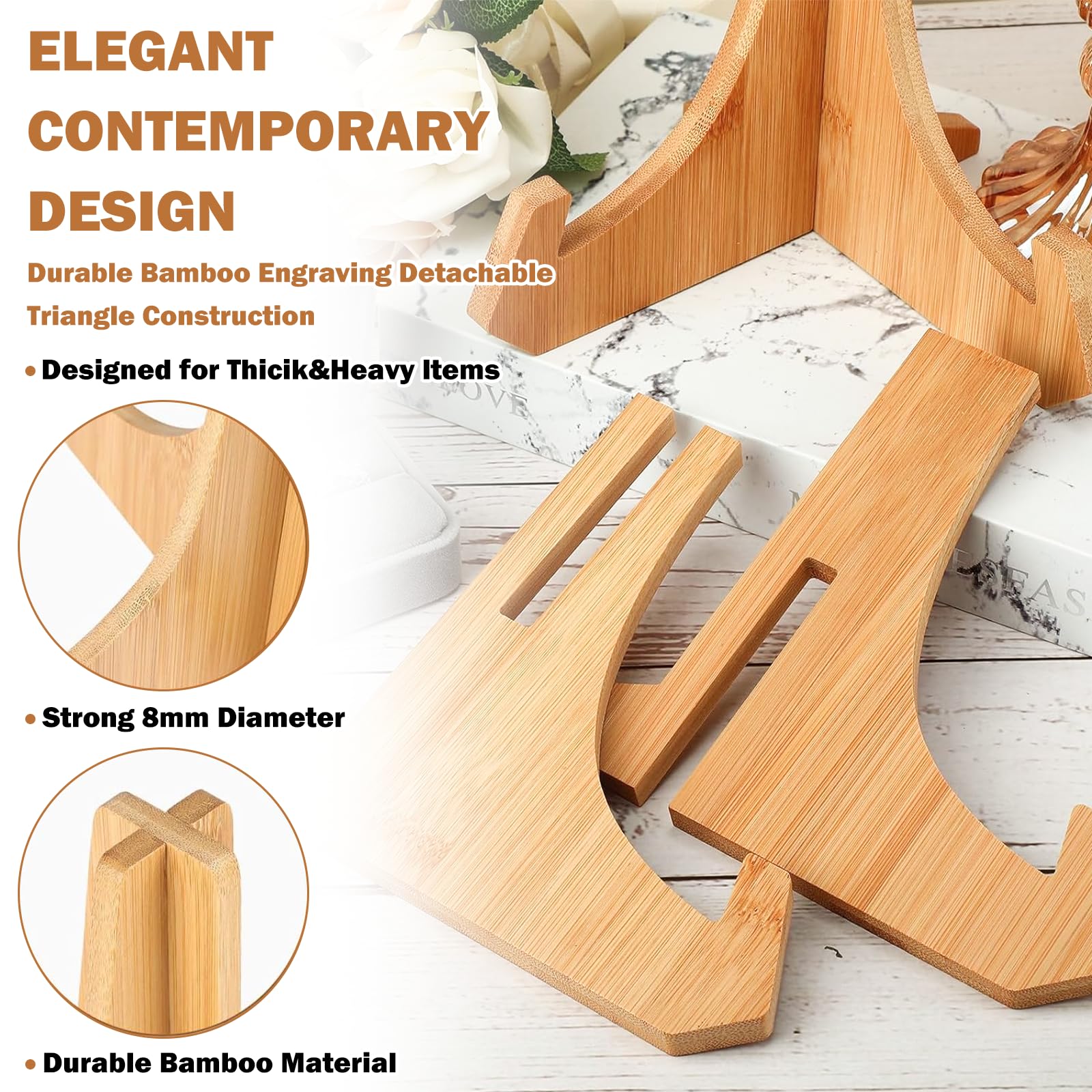 Ornements Amovibles En Bois Bambou - Support Assiette Chevalet 6 Pouces Cadre Photo Disques