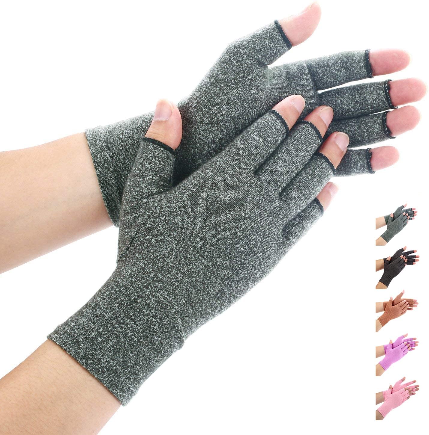 Duerer Arthritis Compression Gloves with Strap Women Men for RSI Carpal Tunnel Rheumatism Tendonitis Hand Pain Hand Support Fingerless Gloves for Computer