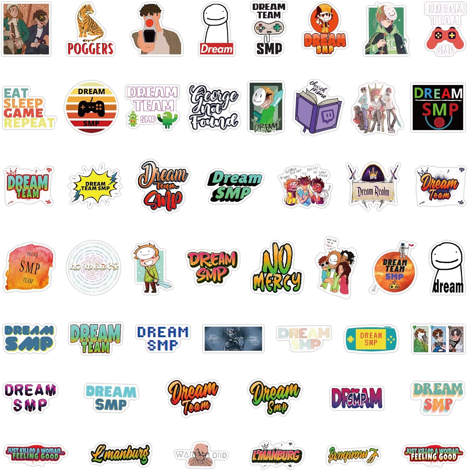 50pc dream smp vinyl stickers decals waterproof stickers for laptop water bottle bike skateboard luggage computer hydro flask toy snowboard gifts for kids girls teens electronics