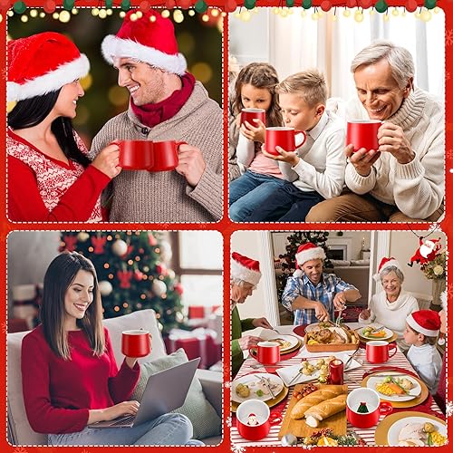 Miniatura 6 de Uiifan 6 tazas de café con diseño de animales en 3D de 13.5 onzas, regalos para el día de San Valentín, muñeco de nieve de cerámica, Papá Noel,