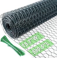 Vista 32 de Malla de gallinero de 13.7 pulgadas x 236 pulgadas, red de alambre para aves, malla hexagonal galvanizada, cerca barrera de jardín para cercado