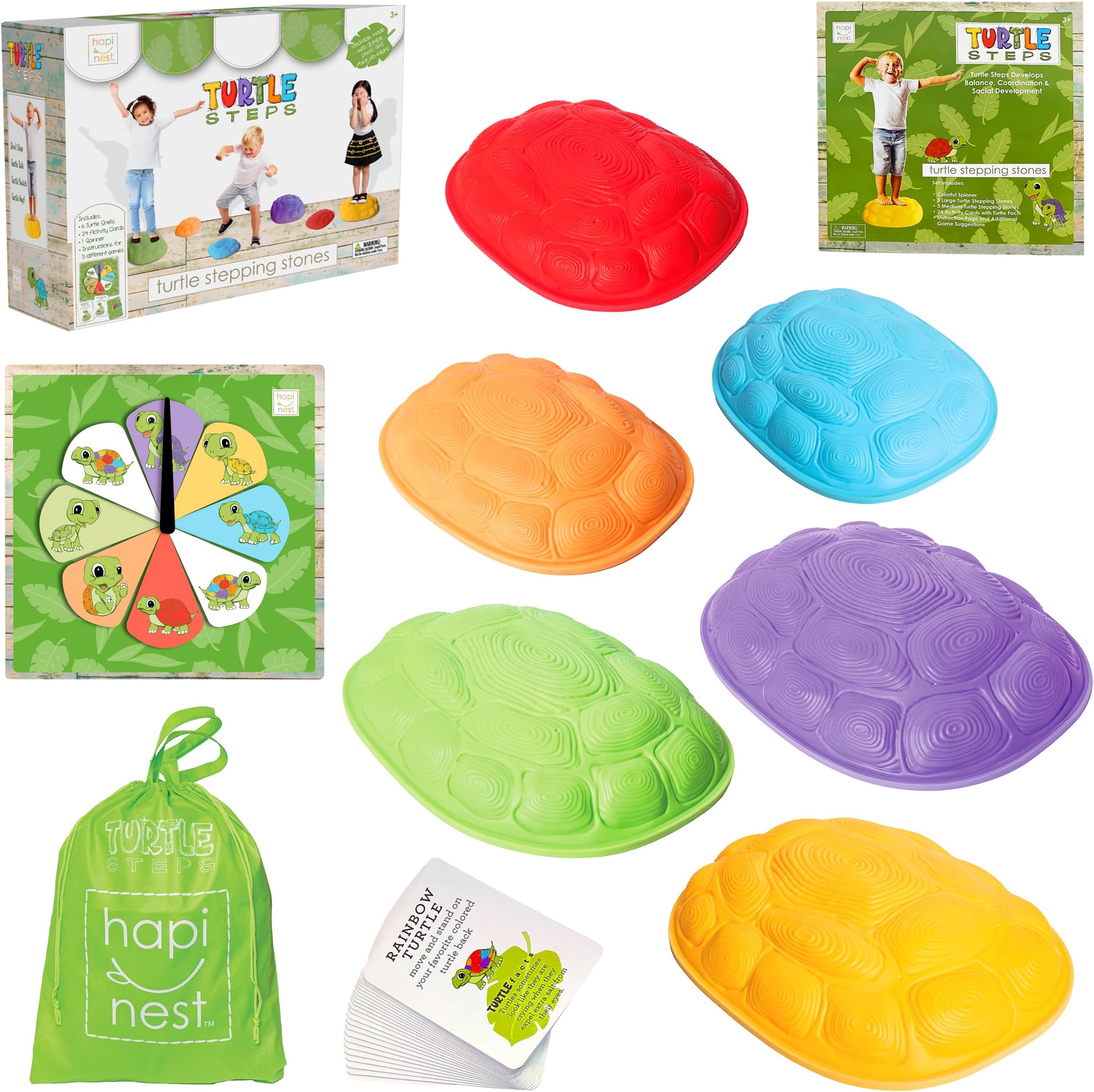 Hapinest Turtle Balance Stepping Stones for Kids, Obstacle Course Coordination Game for Kids & Family, Indoor Outdoor Sensory Play Equipment Toys Toddler Stepping Stones Ages 3 4 5 6 7 8 Years and Up