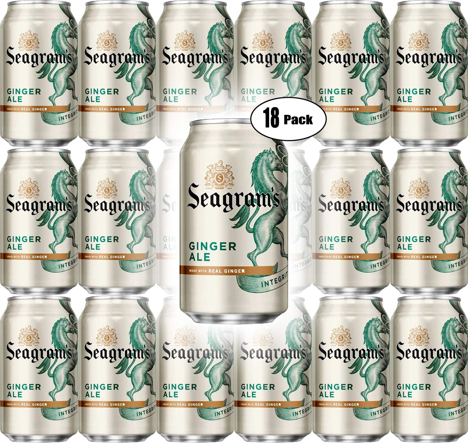 Seagram's Ginger Ale, 12 oz Can (Pack of 18, Total of 216 Oz)