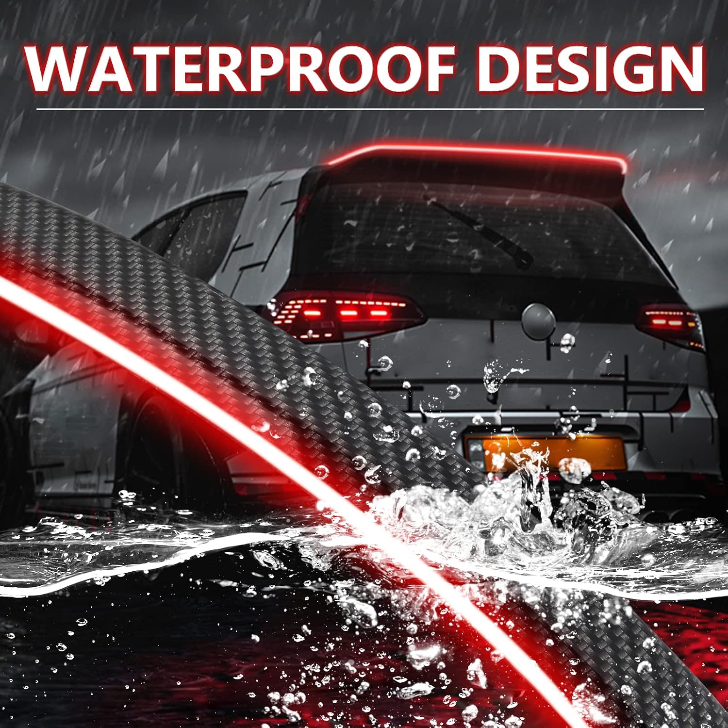 Led Brake Light Strip,51inch (4.26ft) Universal Spoiler,Waterproof & 171pcs Lamp Beads Third Tail Light Strip for Car Trunk