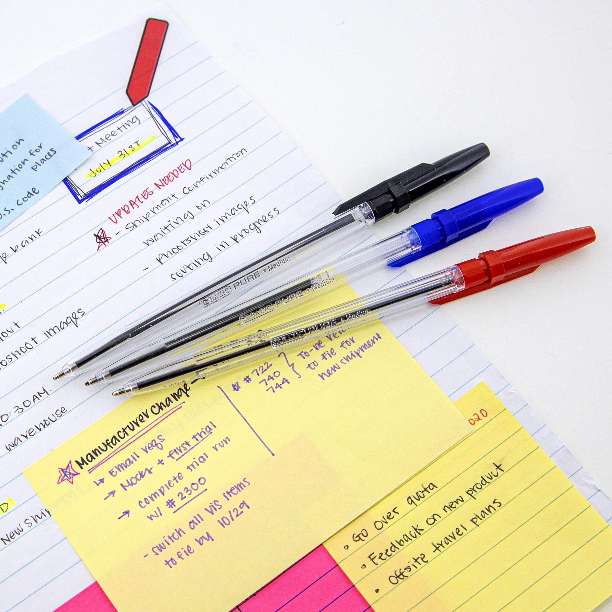 BAZIC Pure Assorted Color Stick Pen 12 Pack — view 7