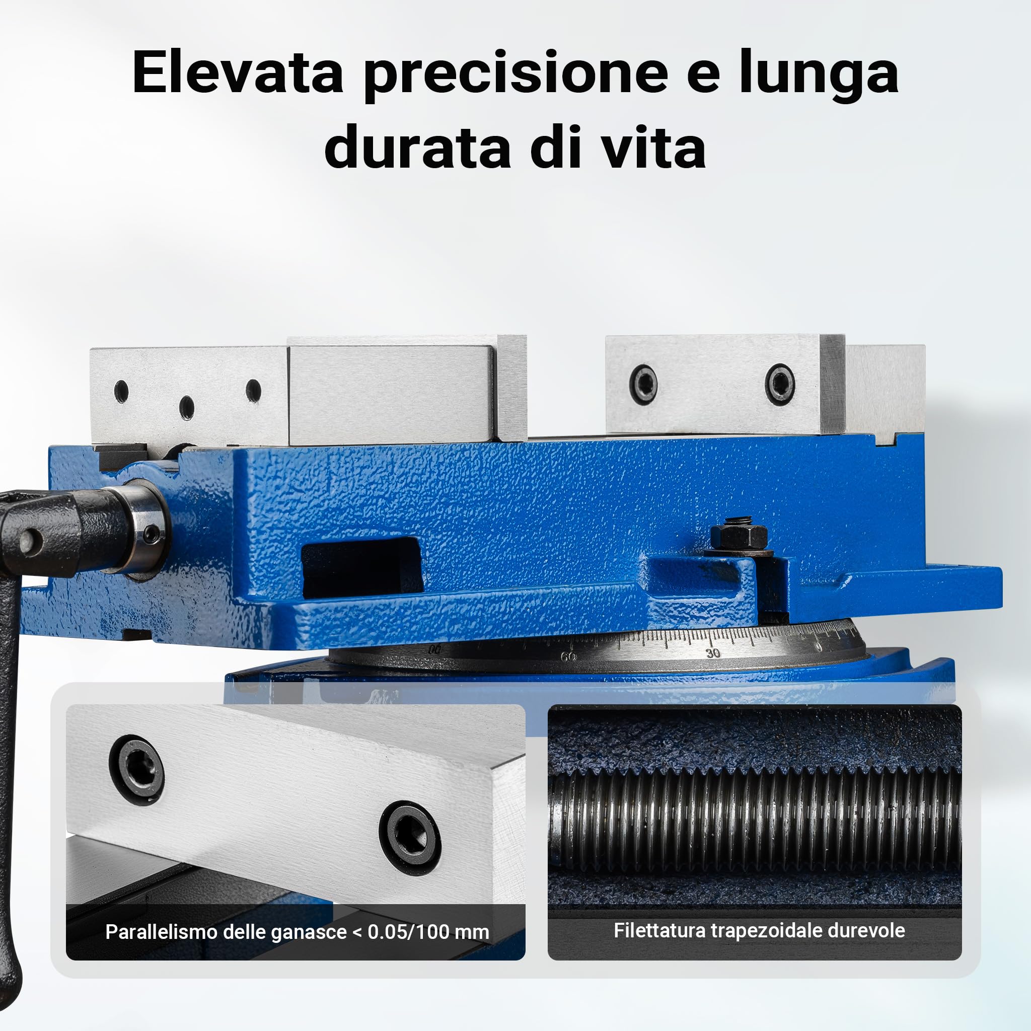 Morsa di precisione per macchinari 100 mm con base girevole Per lavori precisi Da banco