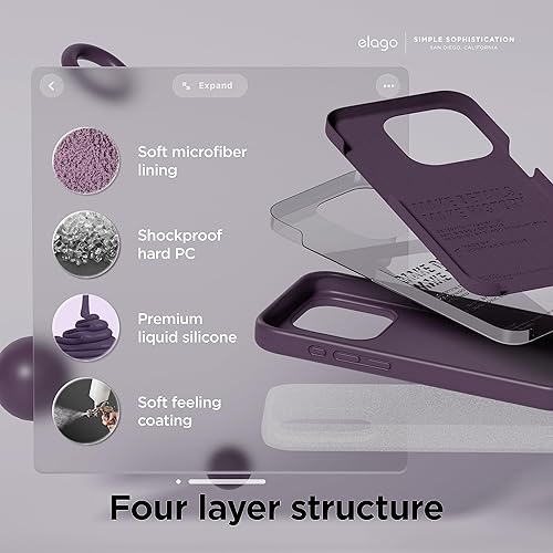 Miniatura 4 de elago Compatible con iPhone 15 Pro Max, funda de silicona líquida, funda protectora de cuerpo completo, a prueba de golpes, funda delgada para
