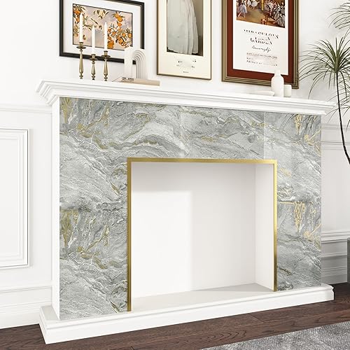 Miniatura 5 de Papel de contacto de mármol gris brillante para encimera, papel de contacto de granito dorado para cocina, papel tapiz de despegar y pegar, papel de