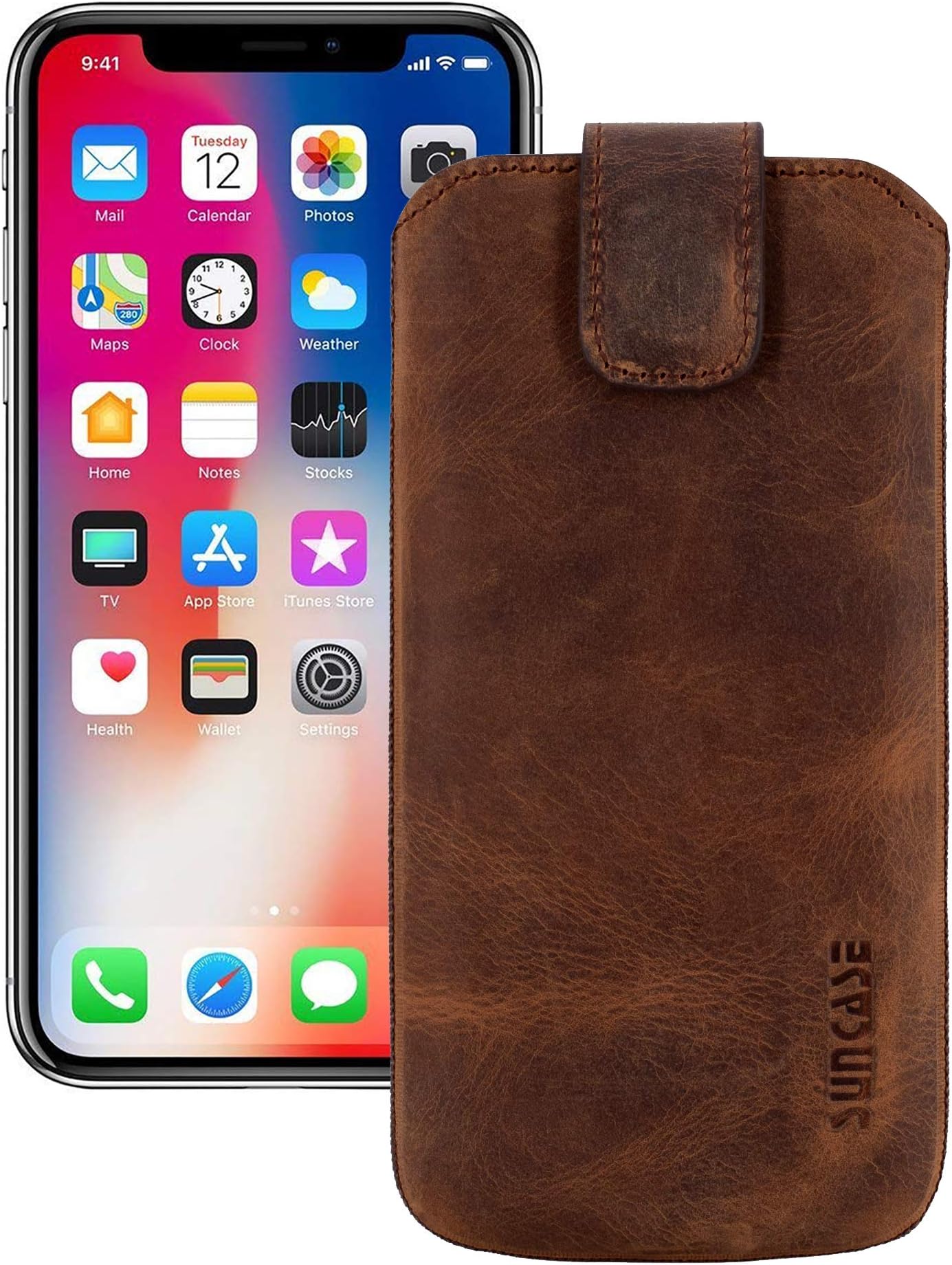 Suncase Leder Tasche Für Volla Phone 22 - Mit Transparent Case & Magnetverschluss