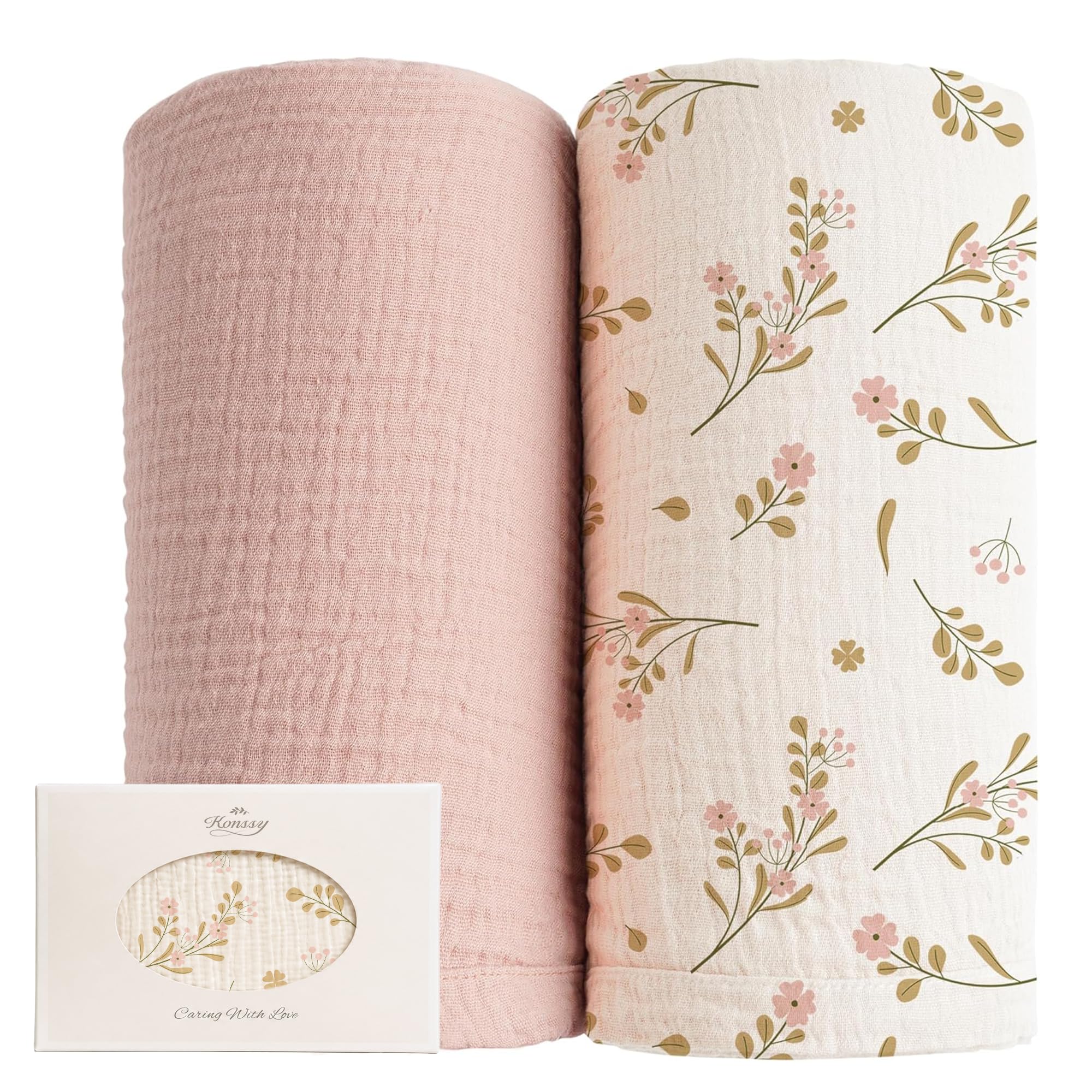 Konssy Muslin Swaddle Blankets (47' x 47')