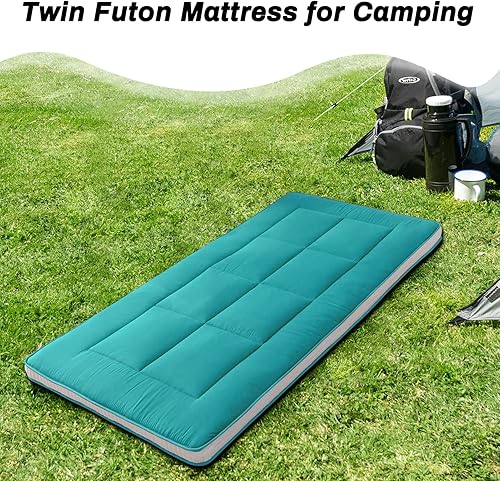 Miniatura 79 de MAXYOYO - Colchón tipo futón japonés, acolchado, para cama, extra grueso, plegable, transpirable, tumbona para el suelo, cama de invitados para Azul