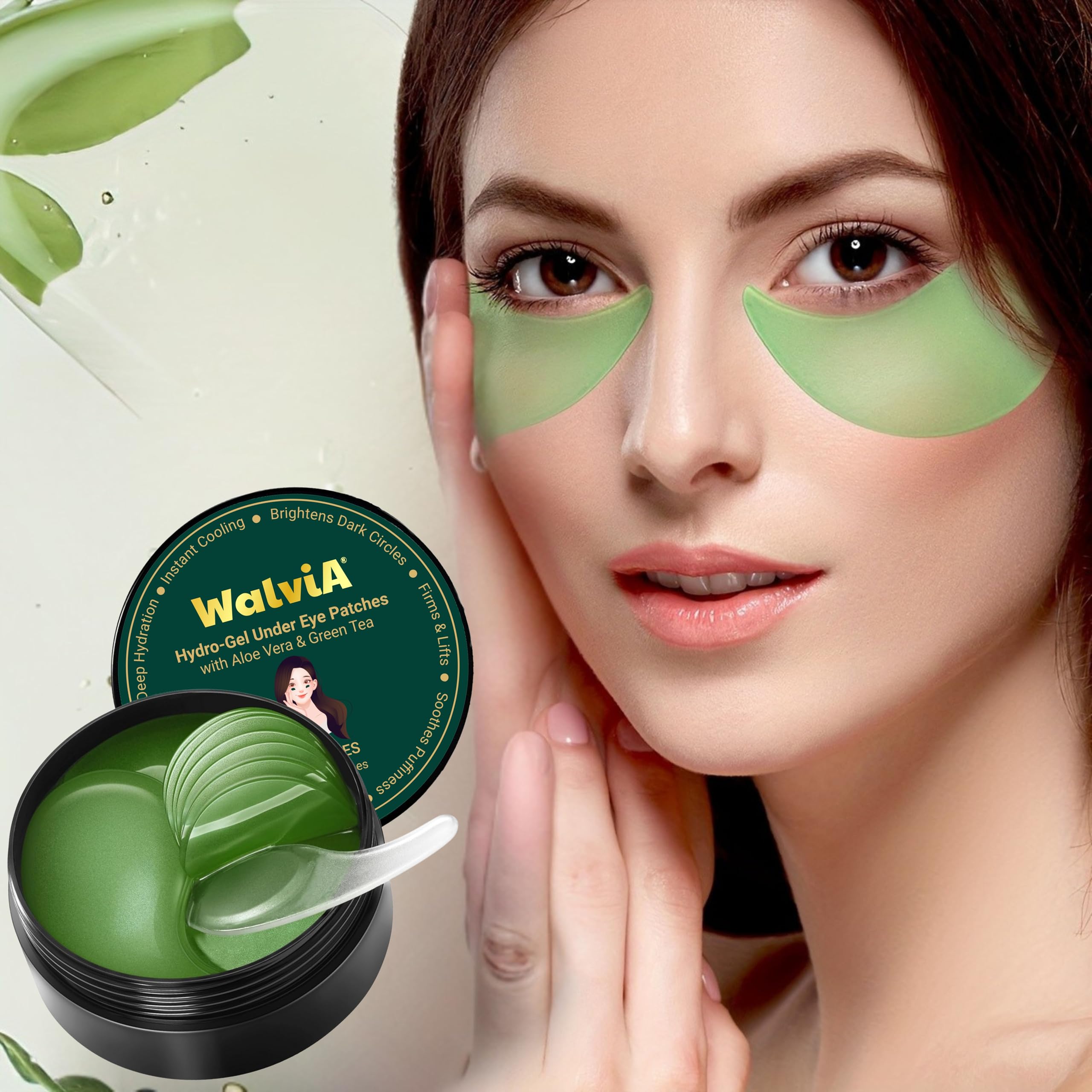 WALVIA Under Eye Patches - Hydra Anti Wrinkle Eye Serum Patch Anti-Aging Under Eye Mask for Removing Dark Circles, Repair Fine Lines Puffiness & Wrinkles(60 Pcs) (Medium, Aloe vera) - Image 5 thumbnail
