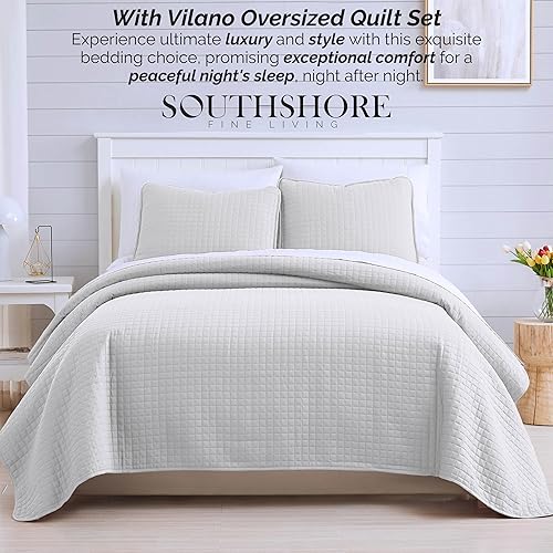 Miniatura 6 de Southshore Fine Living, Inc. Vilano Springs - Juego de edredón tamaño Queen, acolchado gris para cama de tamaño Queen o cama matrimonial, 2 fundas