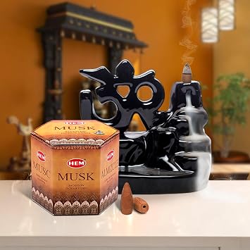 Hem Tütsü Geri Akış Şelale Misk Kokulu 40 Konik Tütsü - Musk Backflow Incense Cones