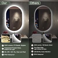S'bagno Ovális Fürdőszobai Tükör LED Világítással 60x90 cm - Bluetooth, Páramentesítő, 3 Színhőmérséklet, IP44 Vízálló, Memória Funkcióval 4