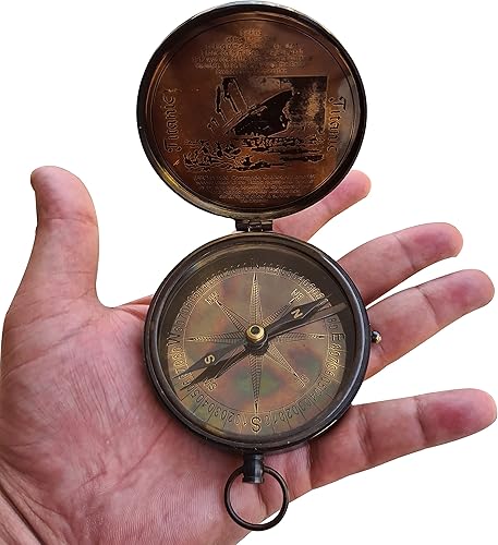Miniatura 3 de Collectibles Buy Authentic Antique Lid Titanic Compass Brass Finish Directional Magnetic Compass Vintage Nautical Sailor Article - Maritime Magnetic