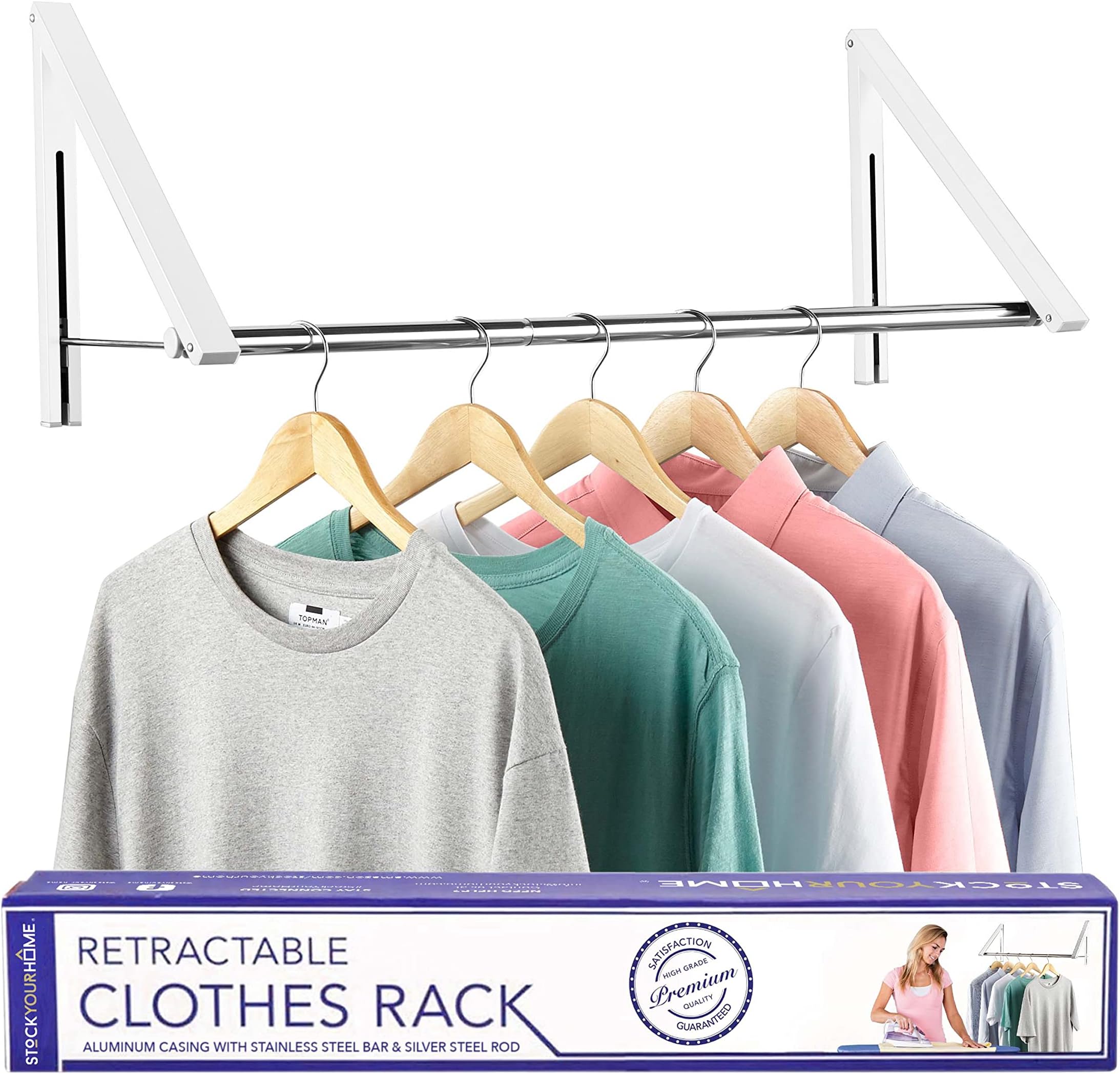 TECHMILLY Clothes Drying Rack Collapsible, 6 Aluminum Rods