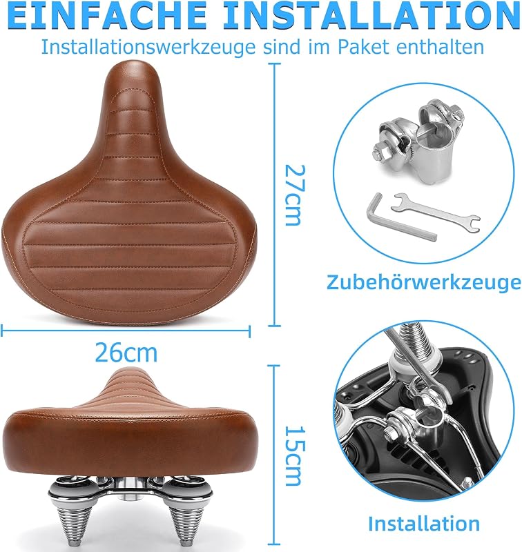 CDYWD széles kényelmes kerékpárnyereg férfiaknak és nőknek puha ergonomikus retro rugózással univerzális csere városi és MTB e bike
