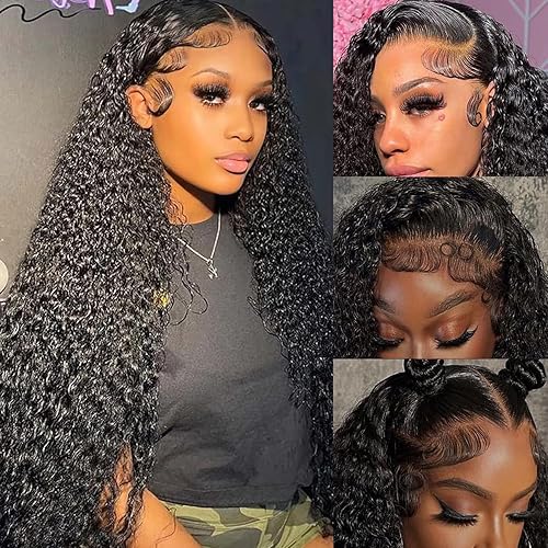 34 Inch Deep Wave Lace Front Wig, 13x4, 100% Human Hair, Glueless, Natural Color