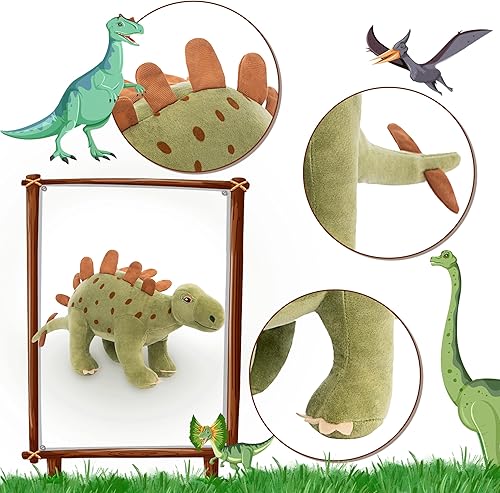 Miniatura 2 de Muñecas de peluche de dinosaurio, animales de peluche y lindas almohadas para decoración del hogar para niños de 15.75 pulgadas (verde)