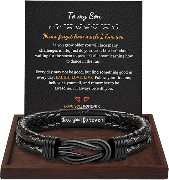 Gifts for Men Leather Bracelet Brown Braided Forever I Love You Gifts for Him Infinity Cuff Bracelets Birthday Gifts for Boyfriend Son Grandson Husband Dad Mens Fathers Day Gift