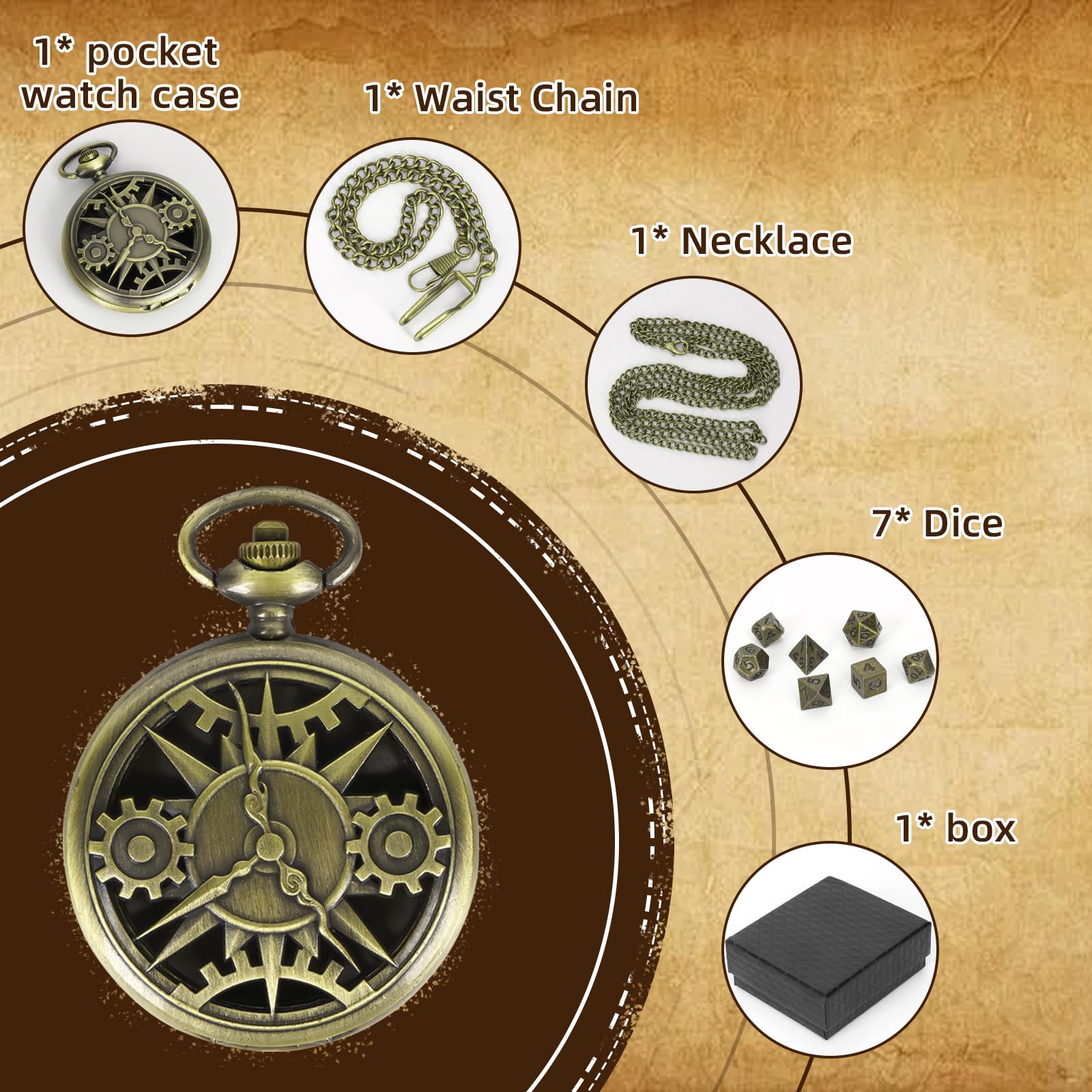 21-teiliges DND Würfel Set Metall - Mini Würfel Für Rollenspiele Im Etui