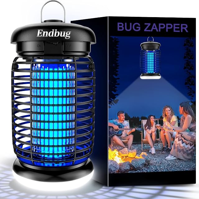 Endbug Bug Zapper Outdoor, Mosquito Zapper Outdoor with LED Light, 4200V Electric Bug Zapper, 5ft Power Cord, IPX6 Waterproof Fly Trap, 2-in-1 Fly Zapper Indoor for Patio Garden Backyard Home, Plug in
