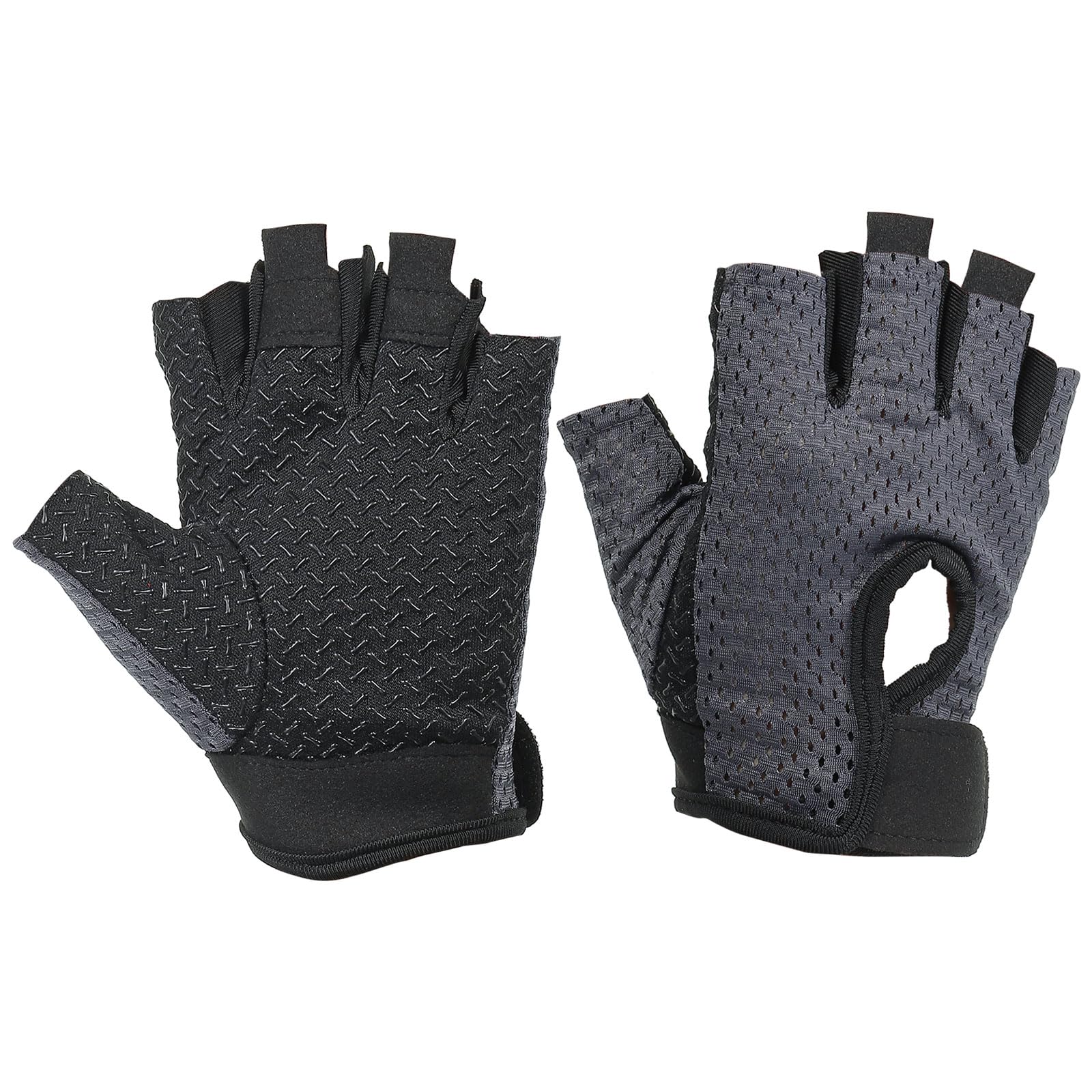 PATIKIL Fishing Gloves, 1 Pair Breathable Fingerless Sun Protection Gloves for Men Women Rowing Kayaking Cycling Hiking Grey (M Size)