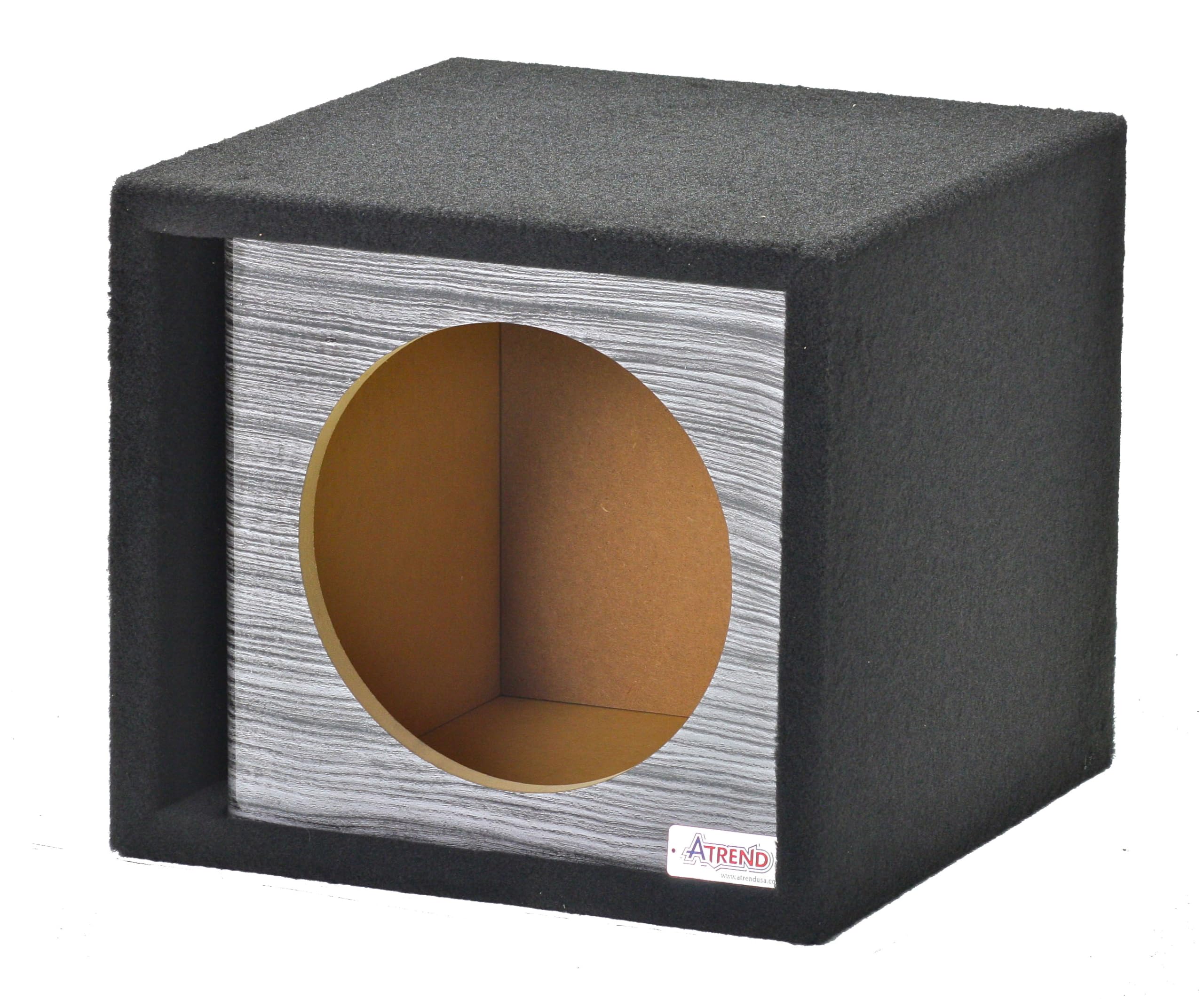Atrend 12" Single Vented Platinum Wood Grain with Liquid Ink Hyrdrographics - USA Made with Heavy Duty Construction Subwoofer Box | Tuned to 35Hz | Pro-Tuned Bass Performance Proudly U.S.A. Built