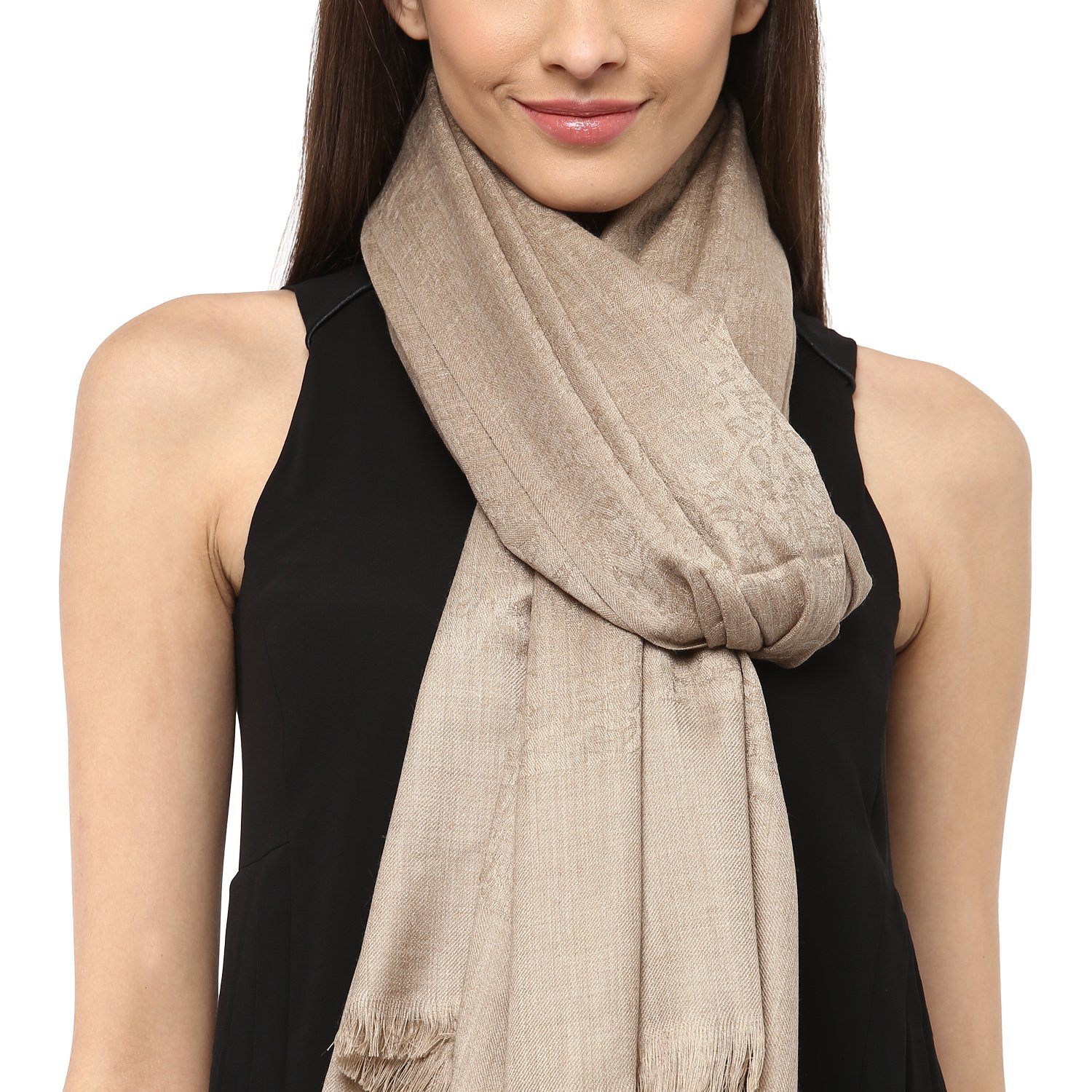 Pashtush Women's Fine Wool Jacquard Shawl, Faux Pashmina, Australian Merino Wool, Soft and Warm (Thar) 2