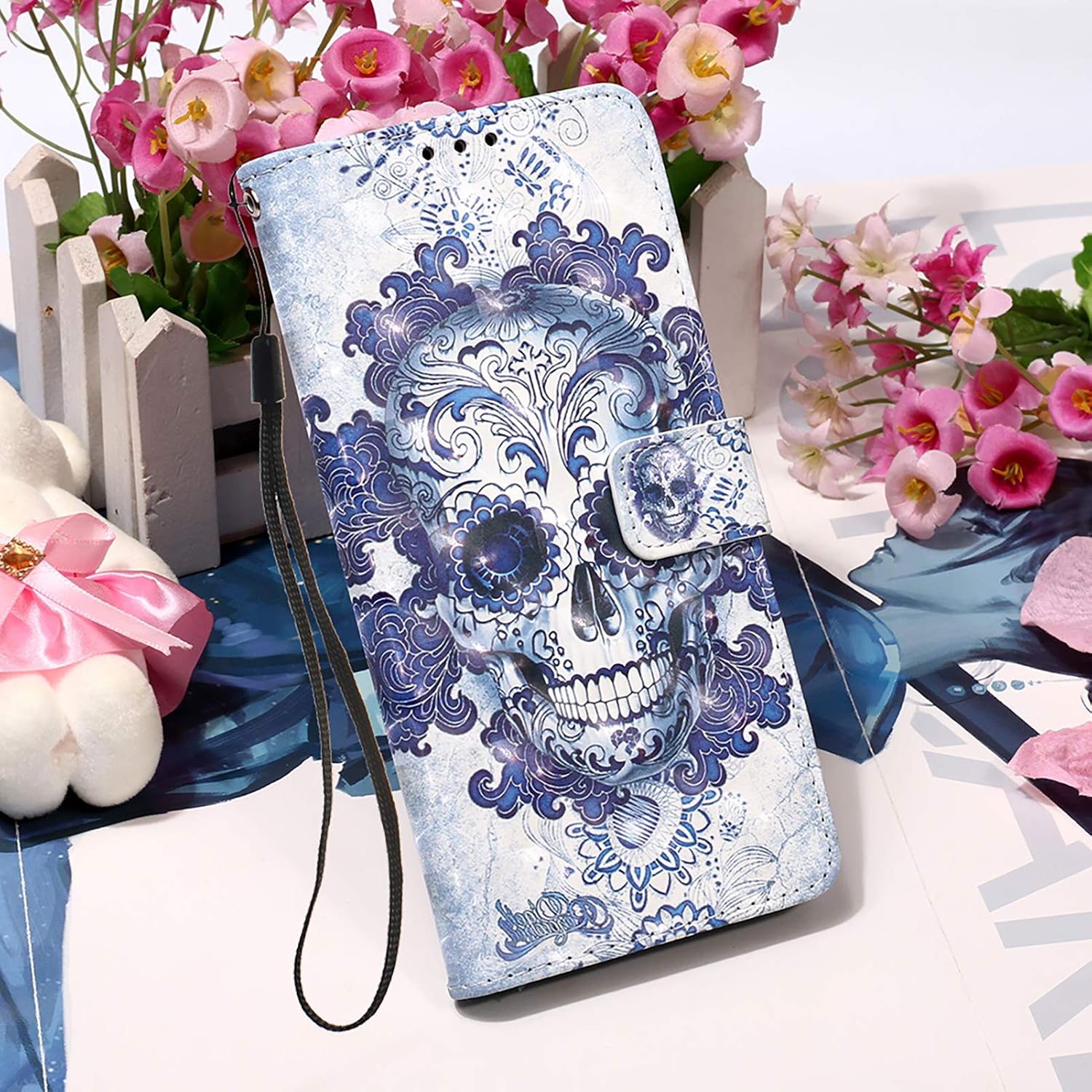 SAVYOU Compatible with Galaxy S21 Wallet Case,3D Style PU Leather Flip Cover Card Holder Slot Pockets with Magnetic Kickstand Folding Wristlet Protective Case for Samsung Galaxy S21 6.2 inch
