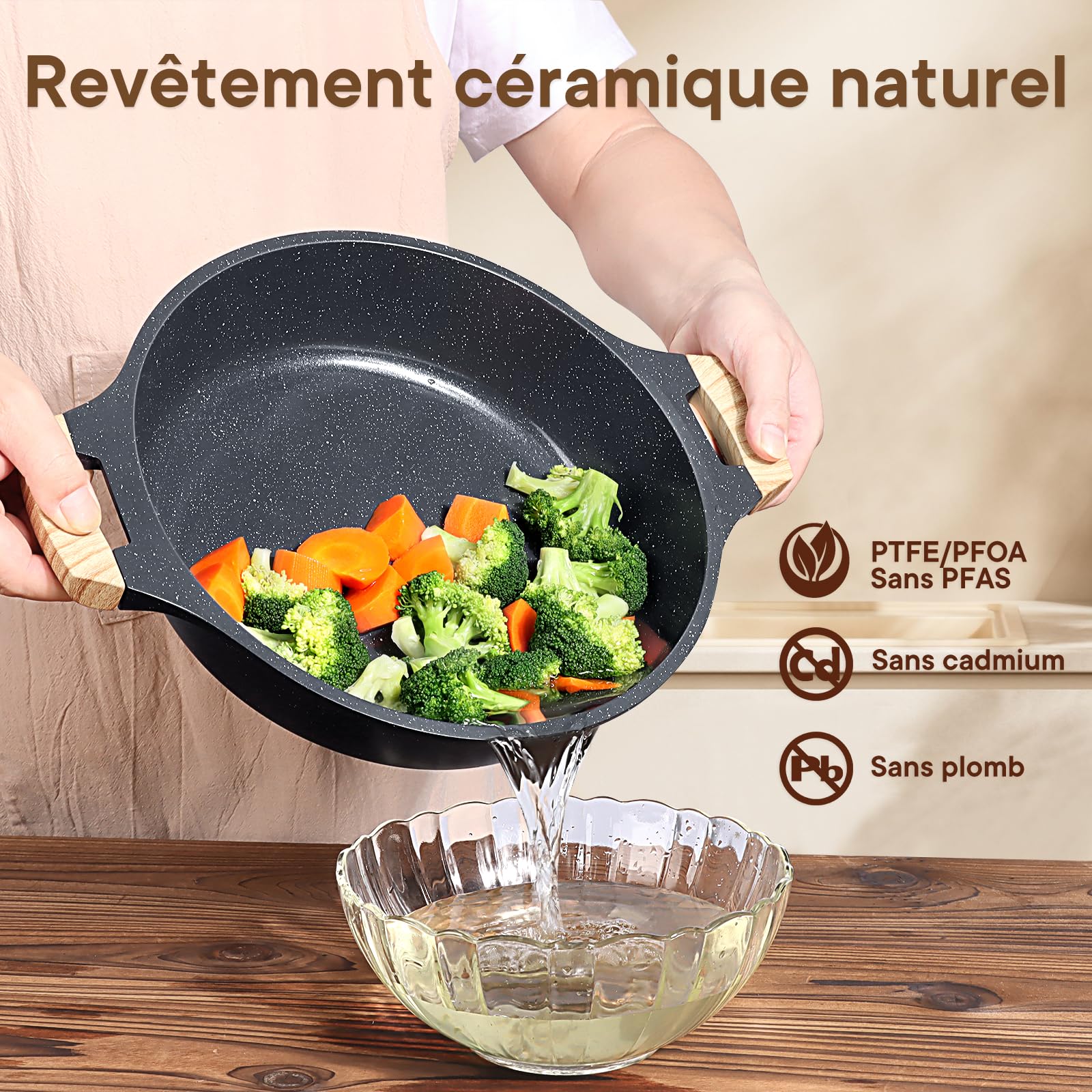 GiPP Faitout 28 cm, Casserole Tout Feux avec Couvercle Verre, Marmite Induction Antiadhésive, 3,8L Cocotte en Fonte D'aluminium, Hauteur 7,5 cm