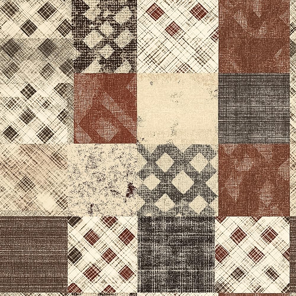 VistaPalette 18"x236" Vintage Brown Beige Plaid Geometry Peel and Stick Self Adhesive Wallpaper Removable Contact Paper Stick on Easy Peel Off Wall